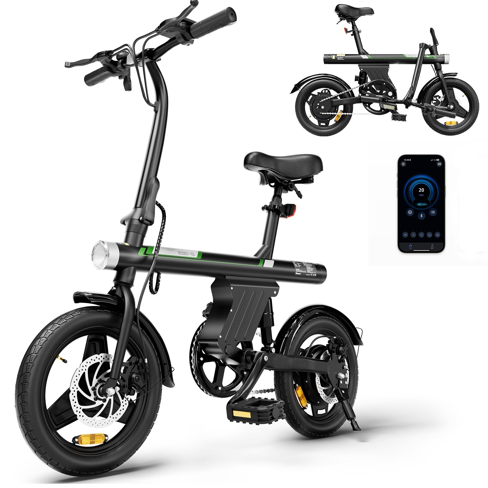 amazon folding electric bicycle AYOLNY Mini Foldable Electric Bike for Adults, 500W Peak Folding Ebike