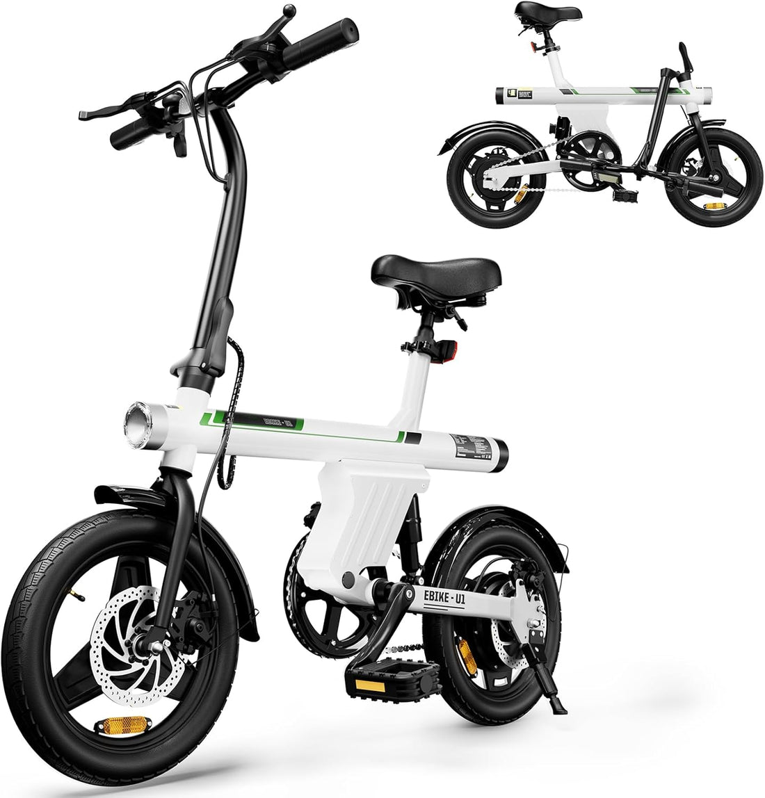 Electric Bike for Adults, 500W Peak Motor 20MPH Mini Ebikes for Teens, 36V 7.8Ah Battery 30-40 Miles Range, 14" Folding Electric Bicycle