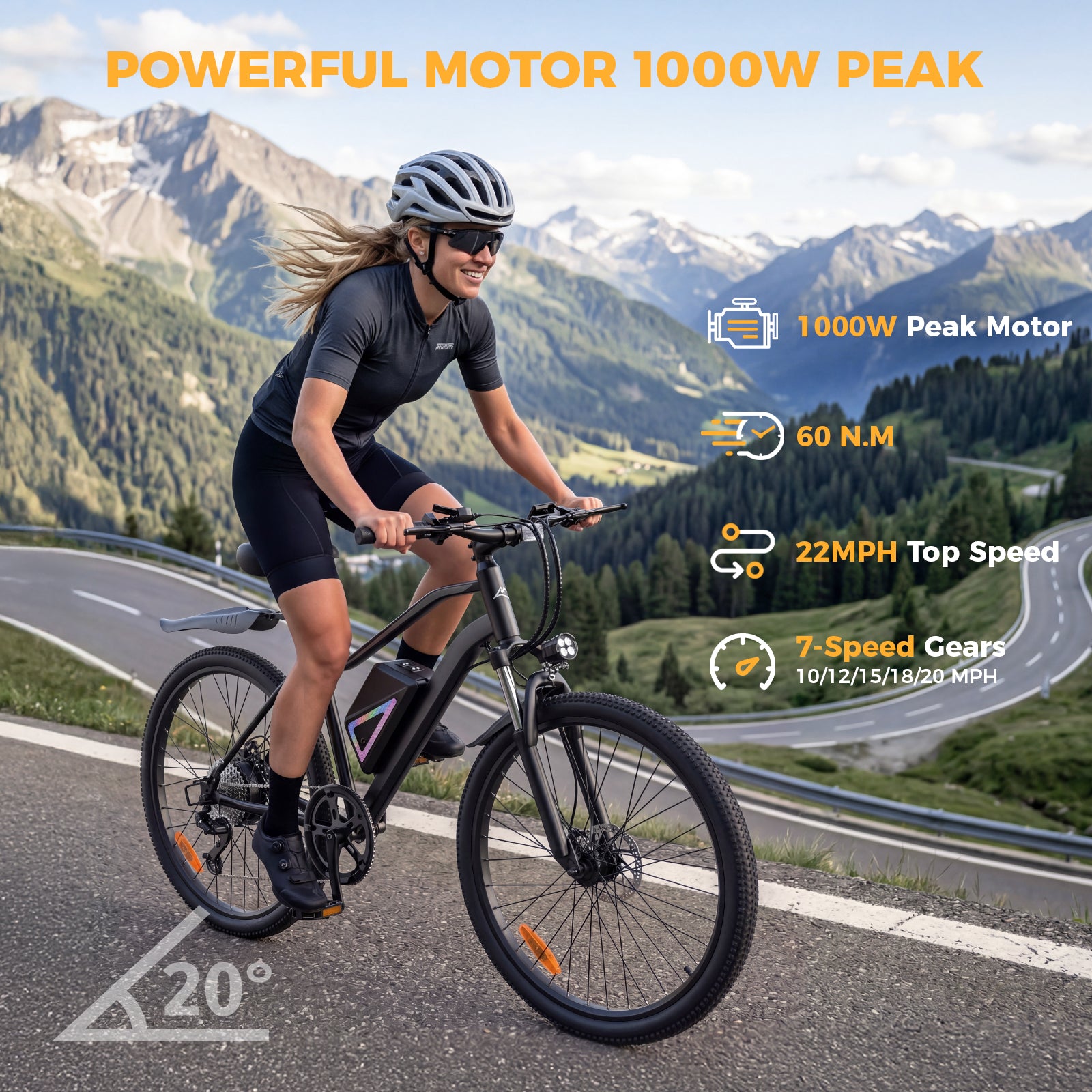 Electric Bike for Adults,  26" Electric Mountain Bike, 1000W Peak Motor  36V Battery Electric Bicycle for Commuting, Up to 40 Miles Range