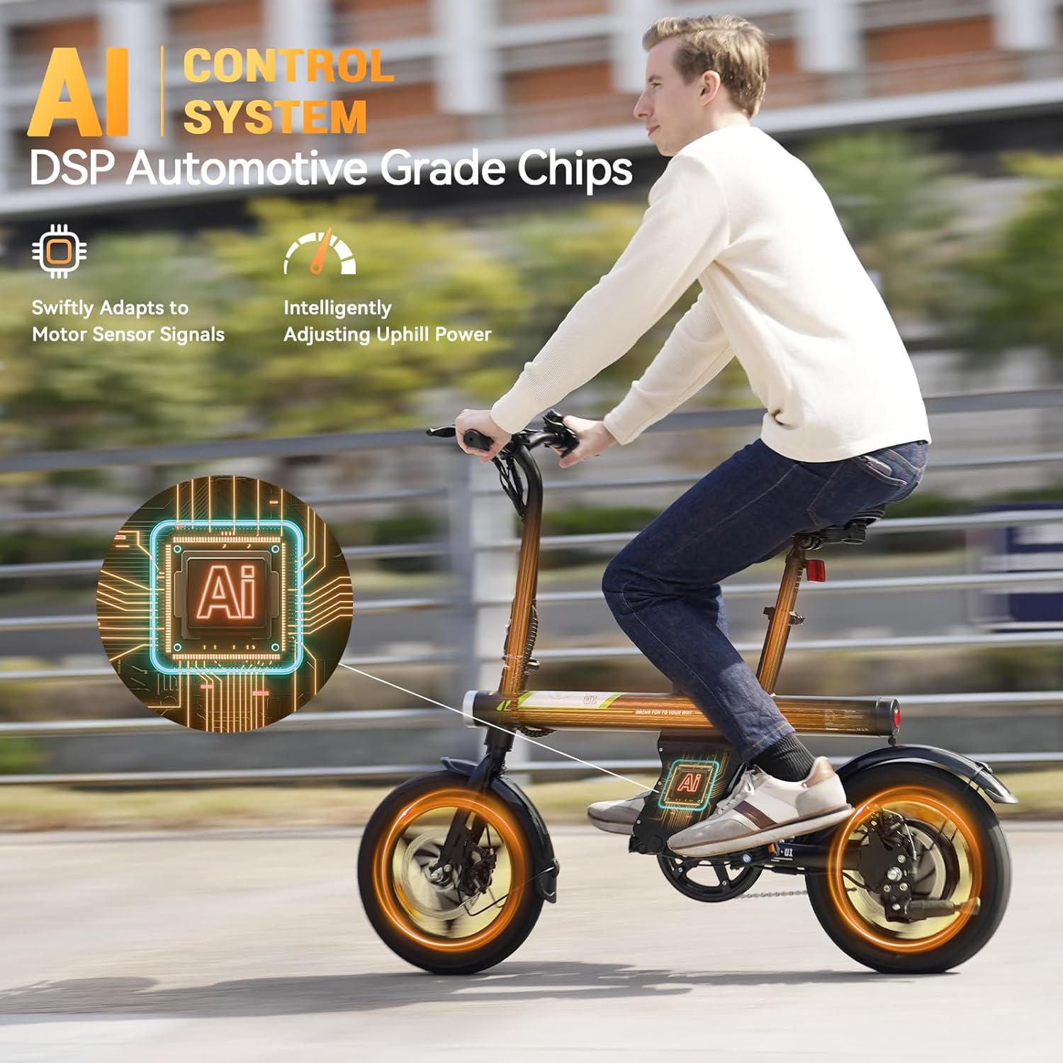 AYOLNY Mini Foldable Electric Bike for Adults, 750W Peak Folding Ebike, 36V 7.8Ah Battery 30-40 Miles, 14" Small Adult Electric Bicycle for Commuting（2pcs）
