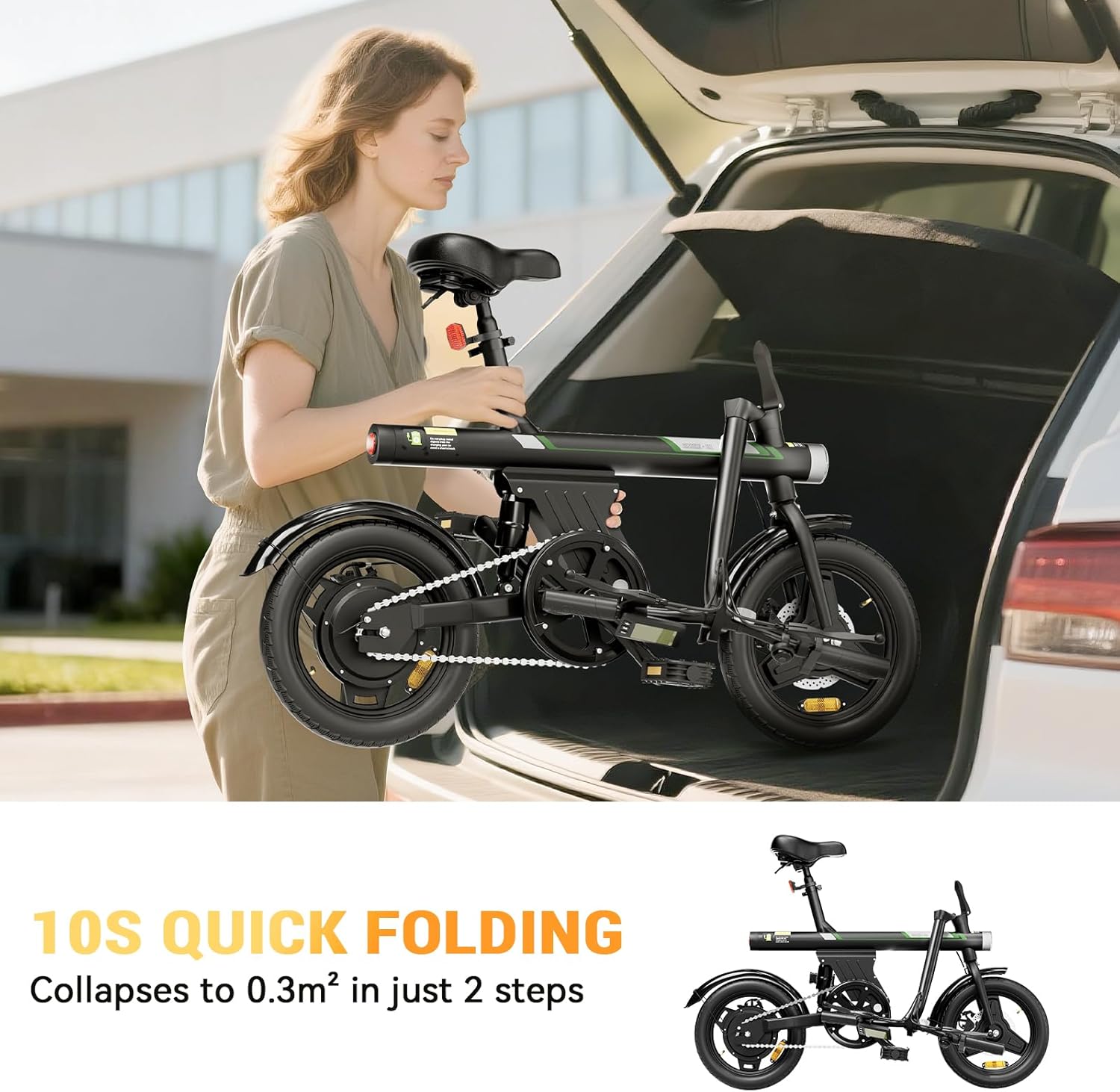 AYOLNY Mini Foldable Electric Bike for Adults, 750W Peak Folding Ebike, 36V 7.8Ah Battery 30-40 Miles, 14" Small Adult Electric Bicycle for Commuting（2pcs）