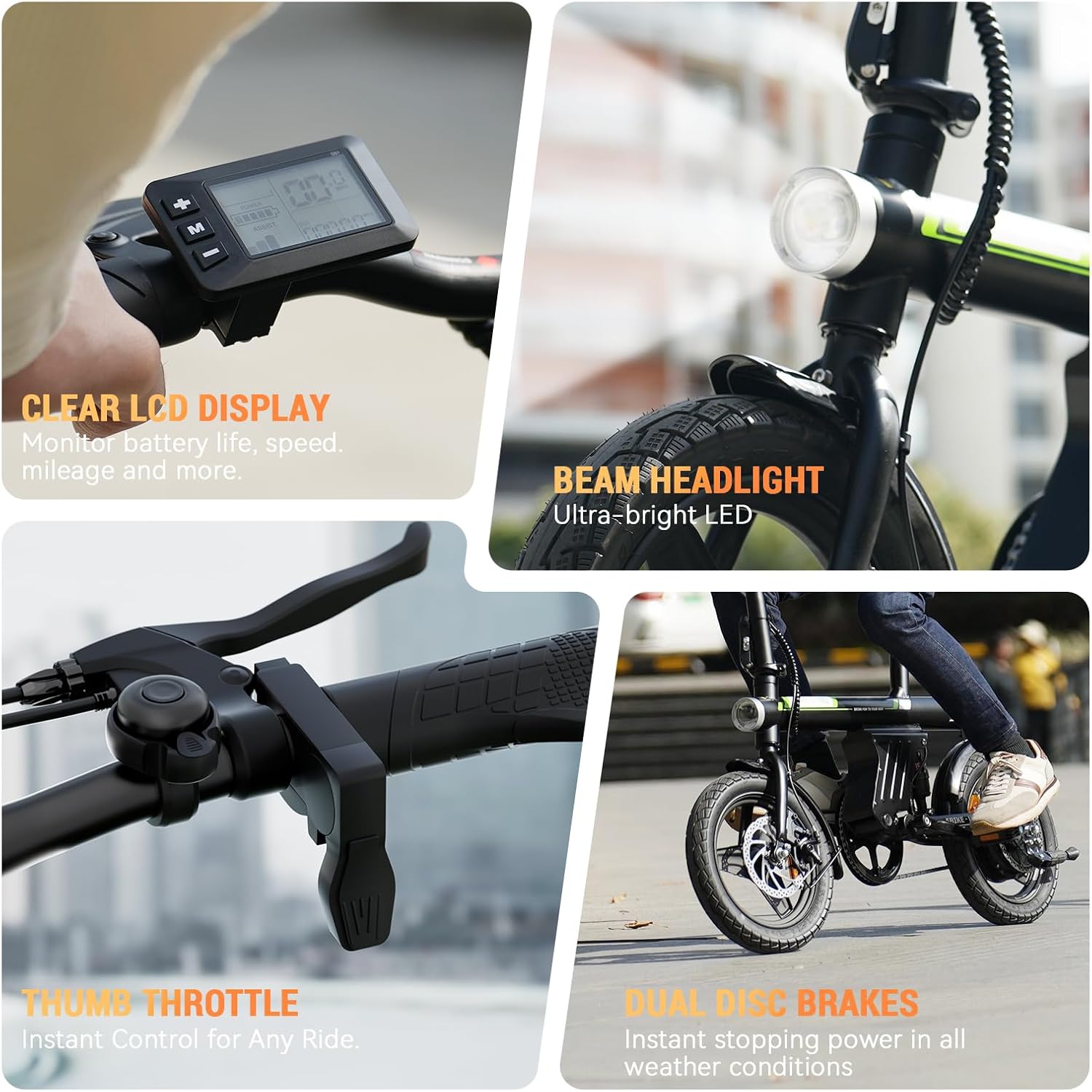 AYOLNY Mini Foldable Electric Bike for Adults, 750W Peak Folding Ebike, 36V 7.8Ah Battery 30-40 Miles, 14" Small Adult Electric Bicycle for Commuting（2pcs）