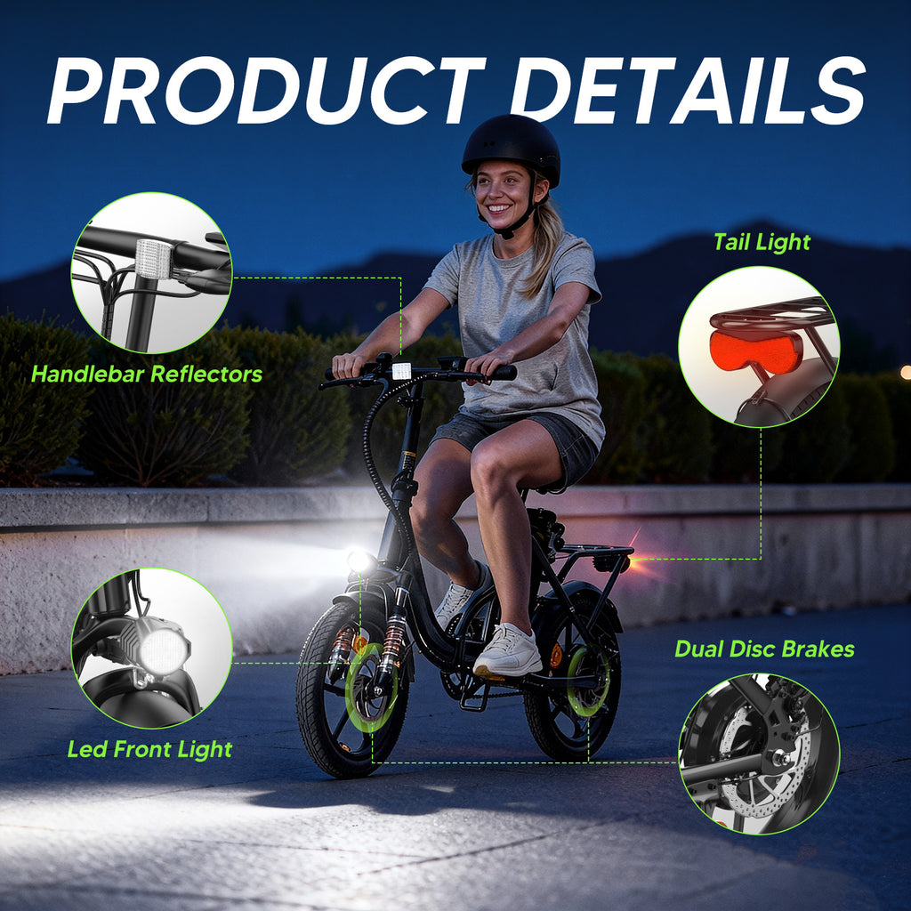 Folding Electric Bike for Adults, 16" Tire Step-Thru Foldable Ebike, 1000W Peak Motor 374.4Wh Removable Battery Commuter Protable Woman Electric Bicycle, Max 60 Miles PAS Range, 20 MPH Speed