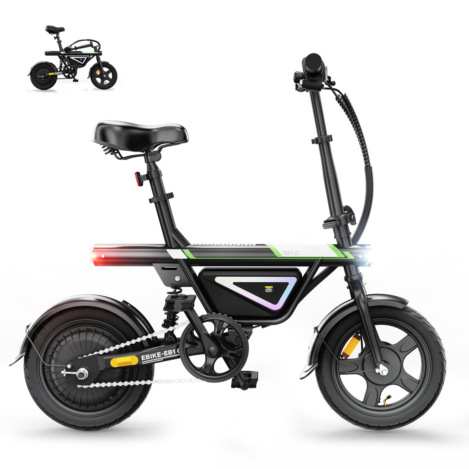 Electric Bike for Adults, 1000W Peak Motor 14" Foldable Electric Bike, Up to 25 Miles Range 36V Battery Electric Bicycle for Commuting