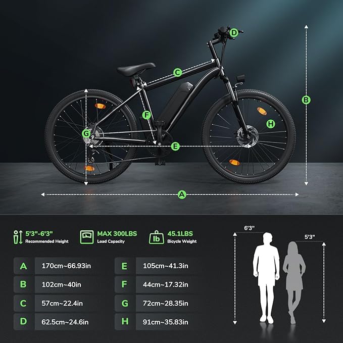 Electric Bike for Adults 750W Peak, 26" Mountain E-Bike, 55 Miles + 20MPH Adult Electric Bicycles for Road Sand Mountain