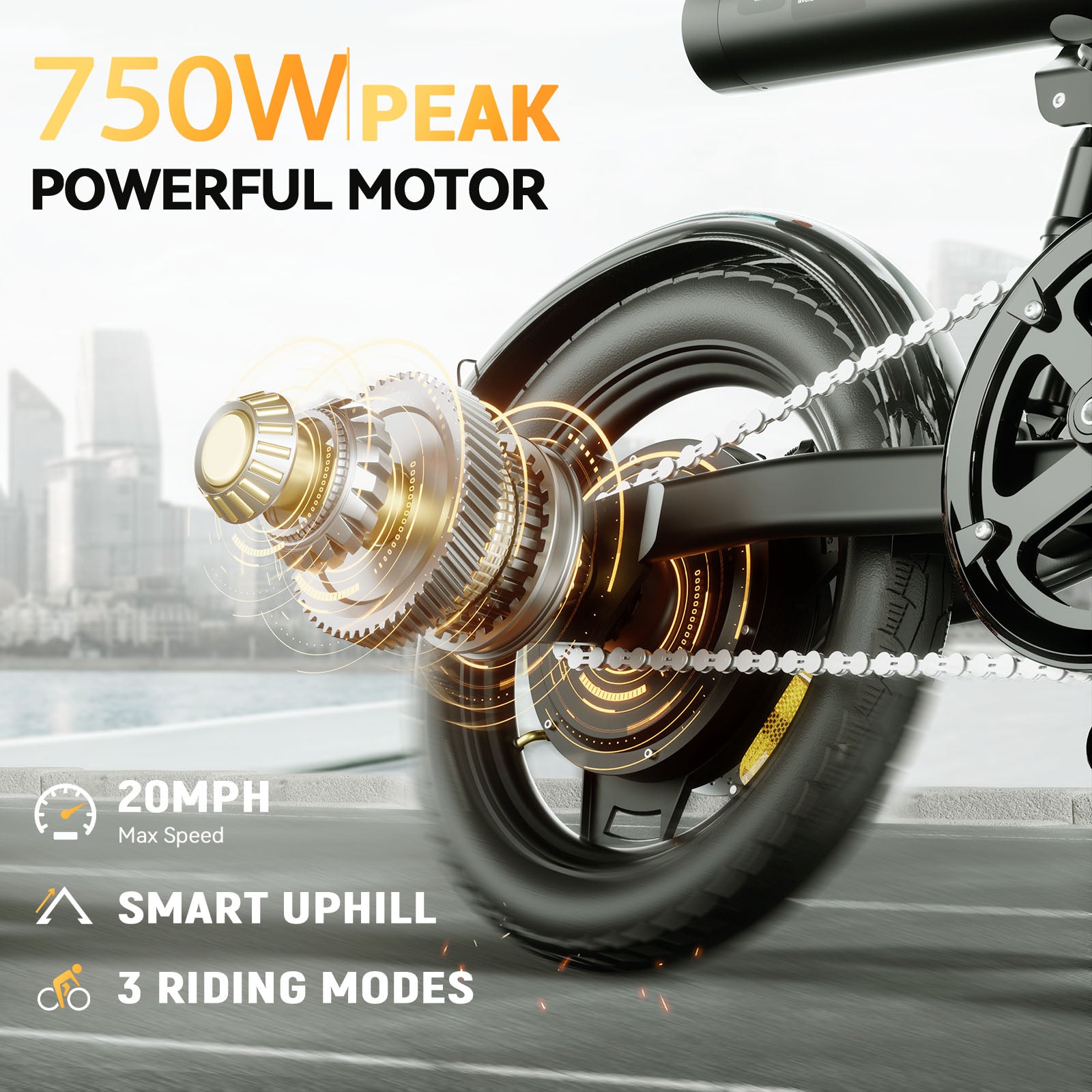 AYOLNY Mini Foldable Electric Bike for Adults, 750W Peak Folding Ebike, 36V 7.8Ah Battery 30-40 Miles, 14" Small Adult Electric Bicycle for Commuting（2pcs）
