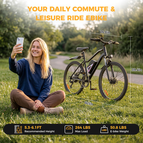 Electric Bike for Adults,  26" Electric Mountain Bike, 1000W Peak Motor  36V Battery Electric Bicycle for Commuting, Up to 40 Miles Range