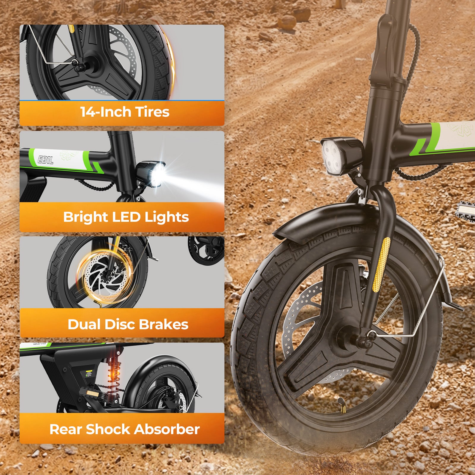AYOLNY Mini Foldable Electric Bike for Adults, 500W Peak Folding Ebike, 15 Miles 36V 7.8Ah Battery, 14" Small Adult Electric Bicycle for Commuting with APP