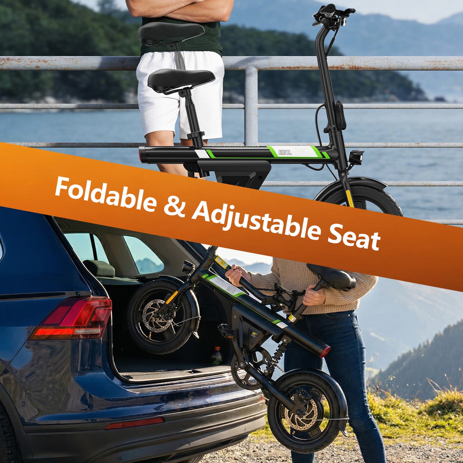 AYOLNY Mini Foldable Electric Bike for Adults, 500W Peak Folding Ebike, 15 Miles 36V 7.8Ah Battery, 14" Small Adult Electric Bicycle for Commuting with APP