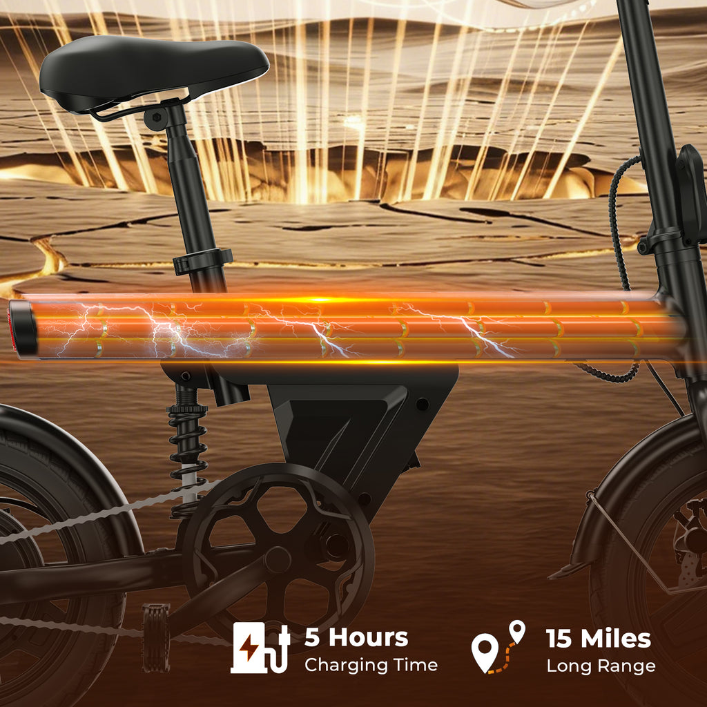 Mini Foldable Electric Bike for Adults, 1000W Peak Folding Ebike, 15 Miles 36V 7.8Ah Battery, 14" Small Adult Electric Bicycle for Commuting with APP