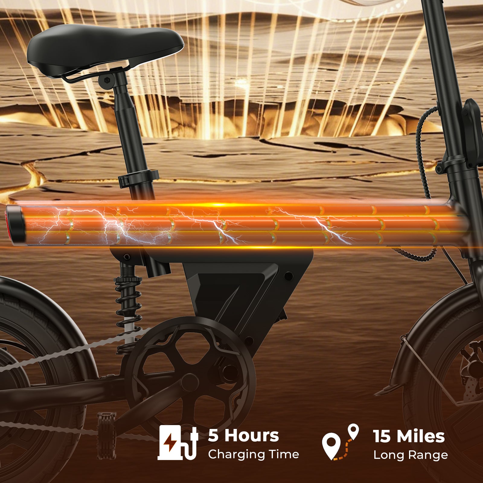 Mini Foldable Electric Bike for Adults, 1000W Peak Folding Ebike, 15 Miles 36V 7.8Ah Battery, 14" Small Adult Electric Bicycle for Commuting with APP