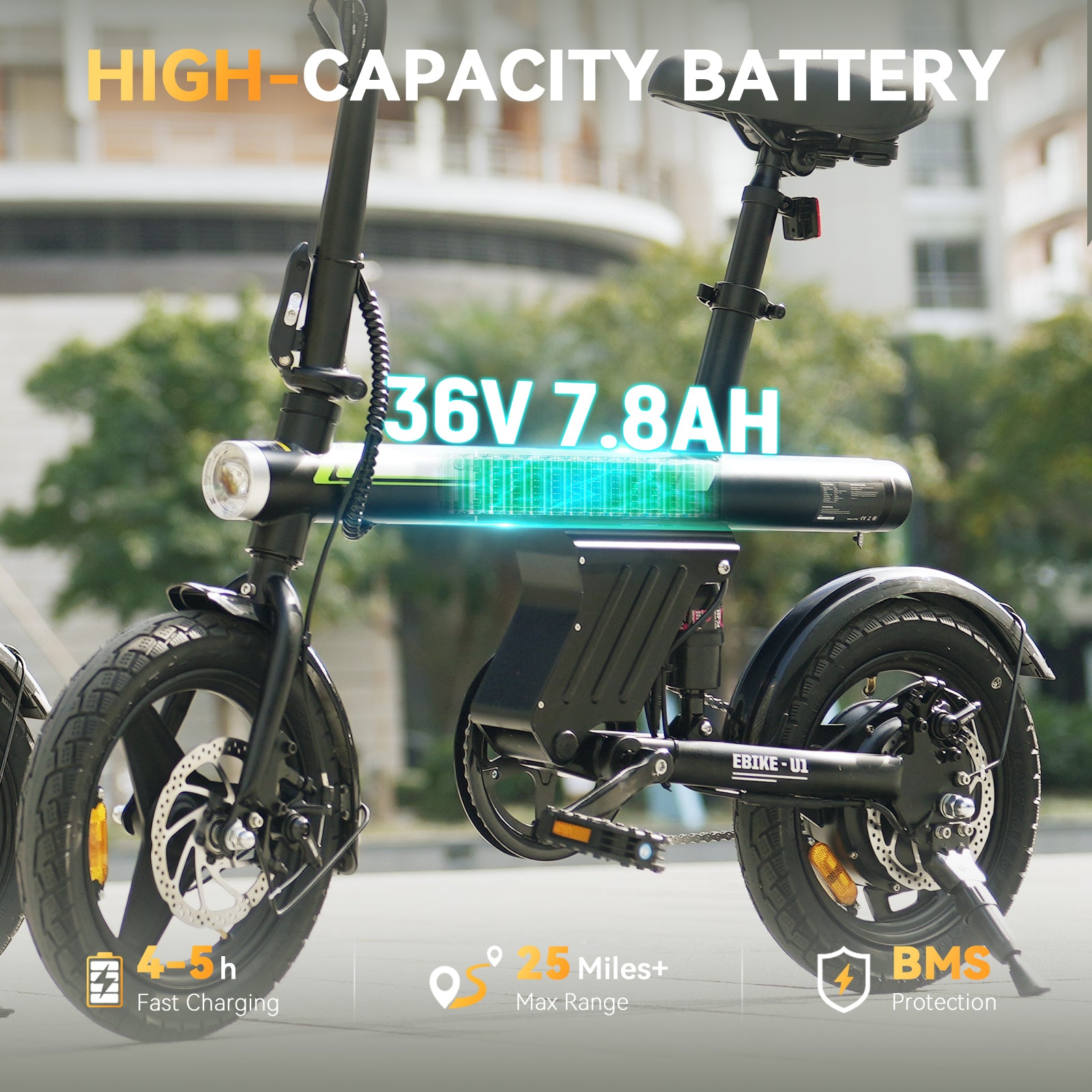 AYOLNY Mini Foldable Electric Bike for Adults, 750W Peak Folding Ebike, 36V 7.8Ah Battery 30-40 Miles, 14" Small Adult Electric Bicycle for Commuting（2pcs）