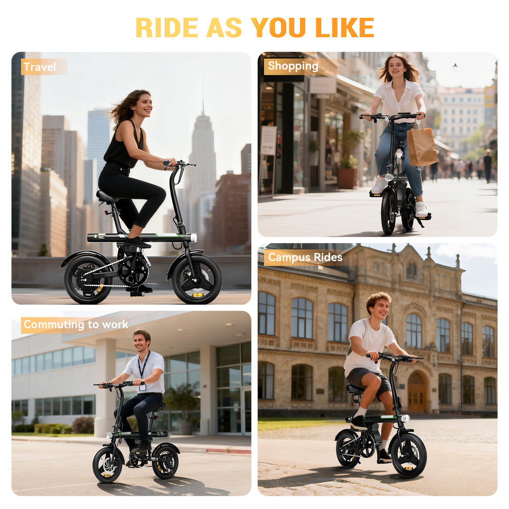 AYOLNY Mini Foldable Electric Bike for Adults, 750W Peak Folding Ebike, 36V 7.8Ah Battery 30-40 Miles, 14" Small Adult Electric Bicycle for Commuting（2pcs）