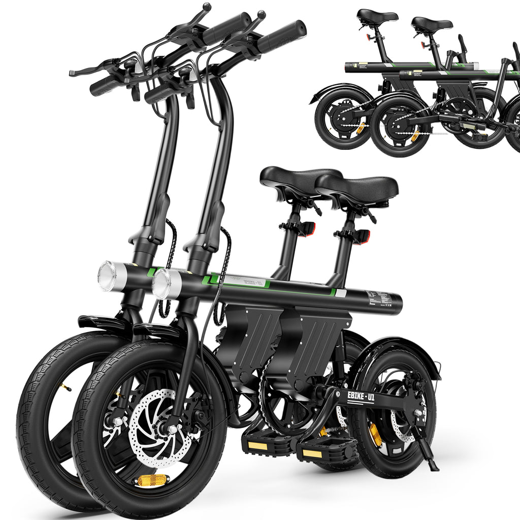 AYOLNY Mini Foldable Electric Bike for Adults, 750W Peak Folding Ebike, 36V 7.8Ah Battery 30-40 Miles, 14" Small Adult Electric Bicycle for Commuting（2pcs）