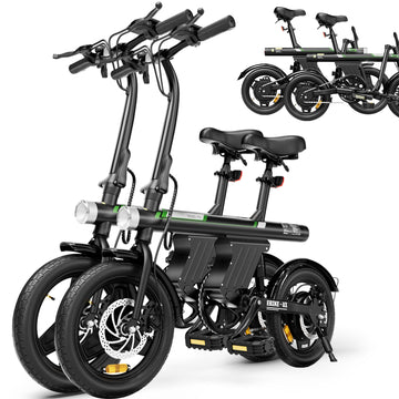AYOLNY Mini Foldable Electric Bike for Adults, 750W Peak Folding Ebike, 36V 7.8Ah Battery 30-40 Miles, 14" Small Adult Electric Bicycle for Commuting（2pcs）