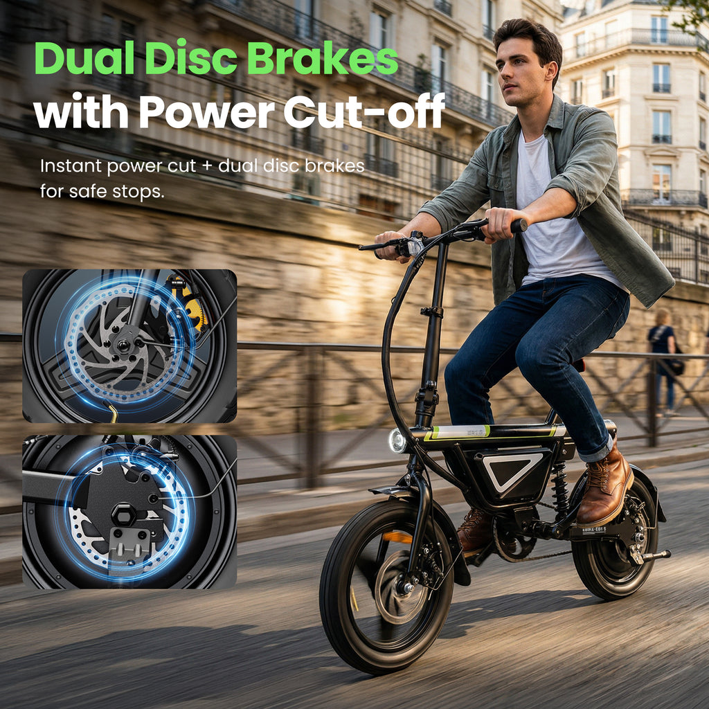 AYOLNY Electric Bike for Adults, 1500W Peak Motor 14" Foldable Electric Bike, 50 Miles Range 36V Battery Electric Bicycle for Commuting